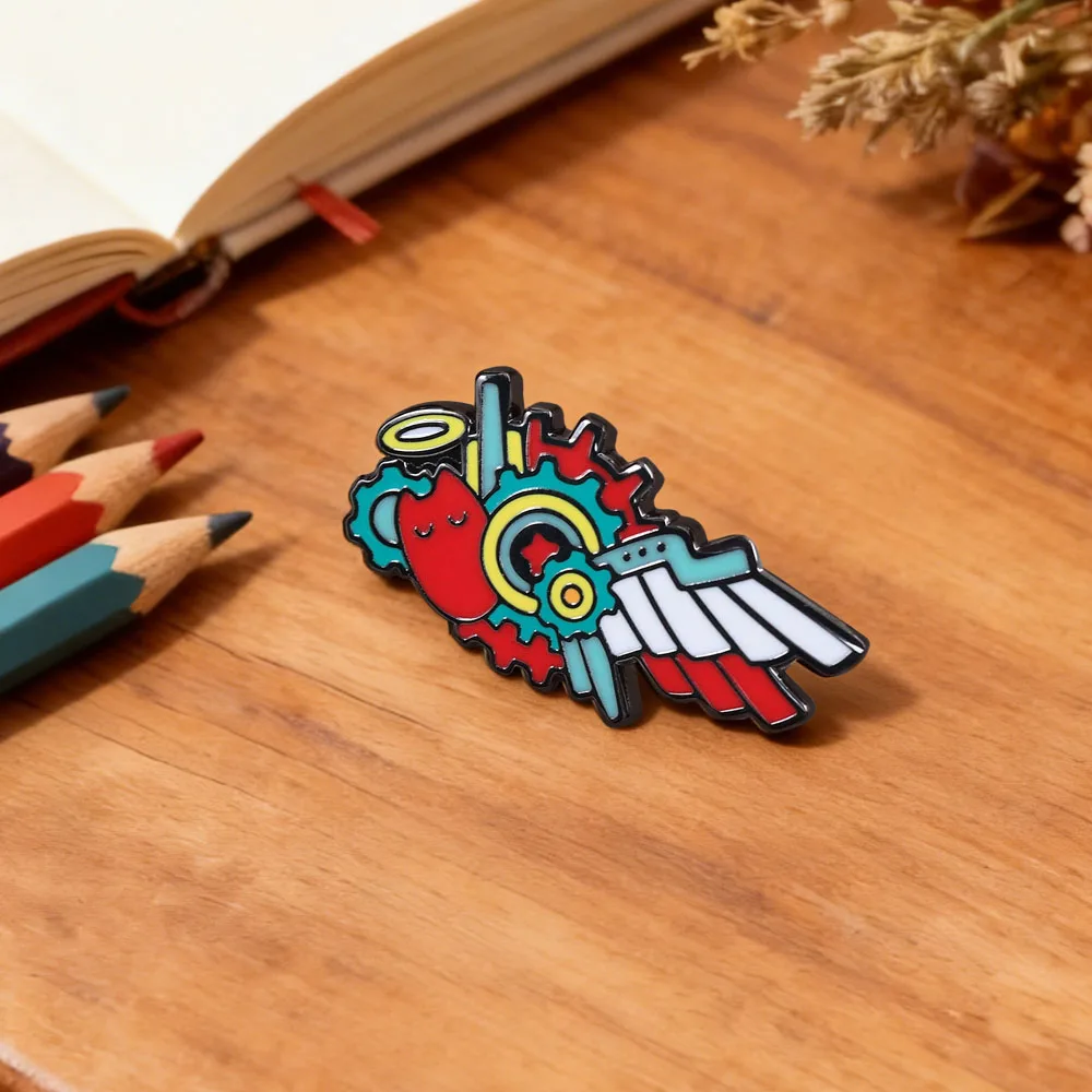 SK8 The Infinity Reki Kyan Logo Brooch Gear Wing Shaped Metal Pin Classic Anime Characters Periphery Enamel Pin Fans Accessory