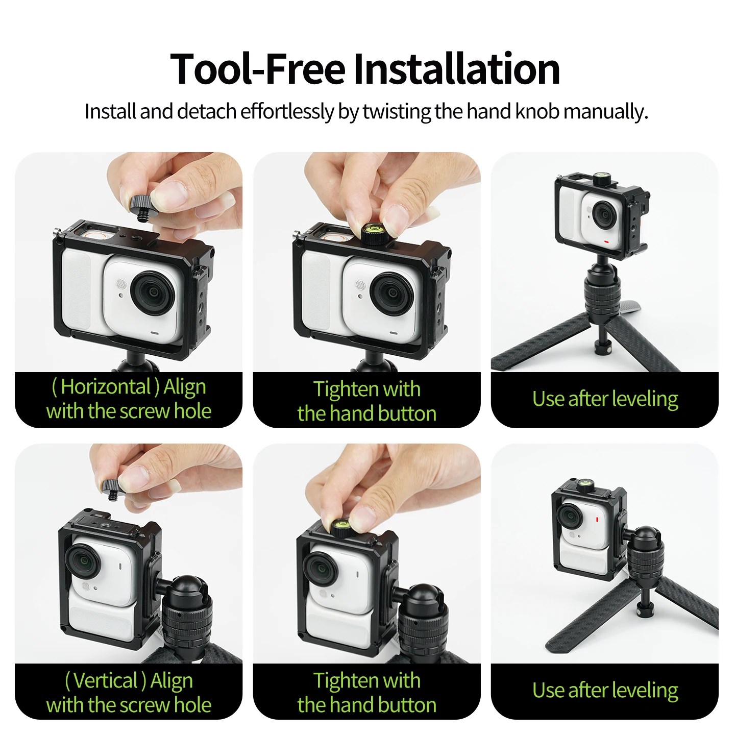Bgning Wasserwaage mit 1/4-Zoll-Schraube aus Aluminiumlegierung, hochpräzise, für Sony, Canon, Panasonic DSLR-Kamera, Kamerakäfig, Stativ, Gimbal, Telefonclip – Detail 6