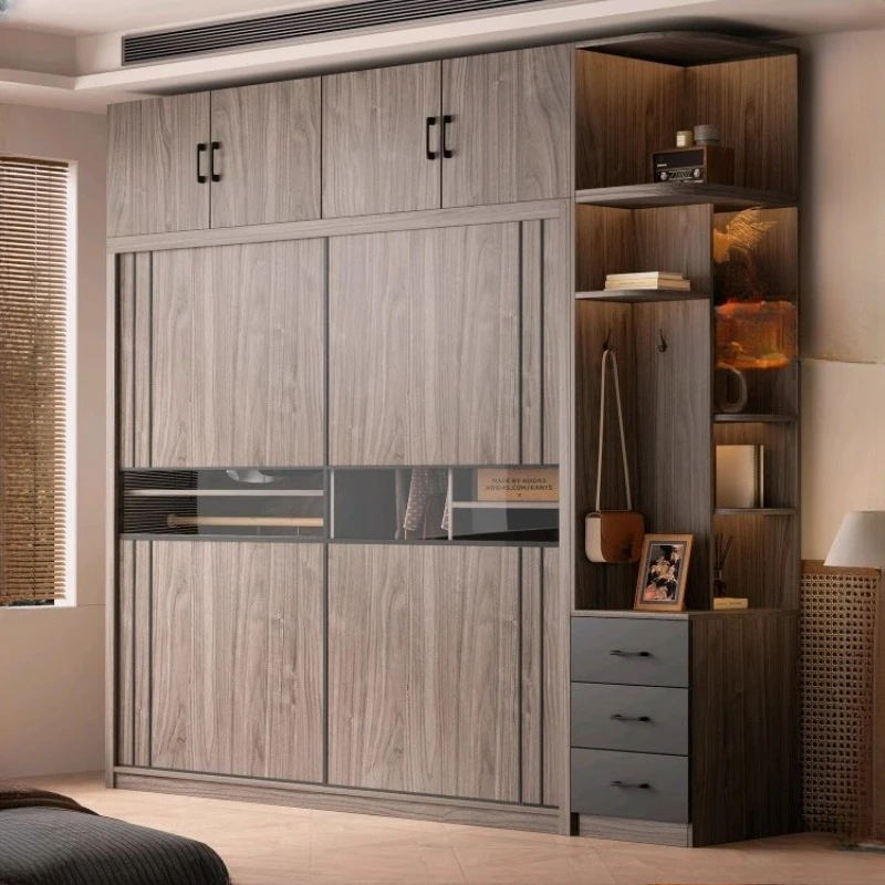 

Sliding Door Storage large Wardrobes Bedroom closet Organizer cupboards wardrobe Shelves side top cabinet Vestidores Furniture
