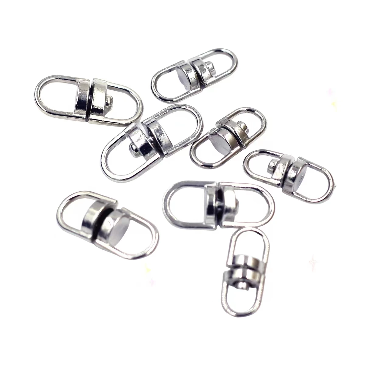 20PCS Silver Tone Small Connector Swivel Key Ring Holder Rotatable Clasp Keychain Buckle DIY Crafts Jewelry Accessories Supplies