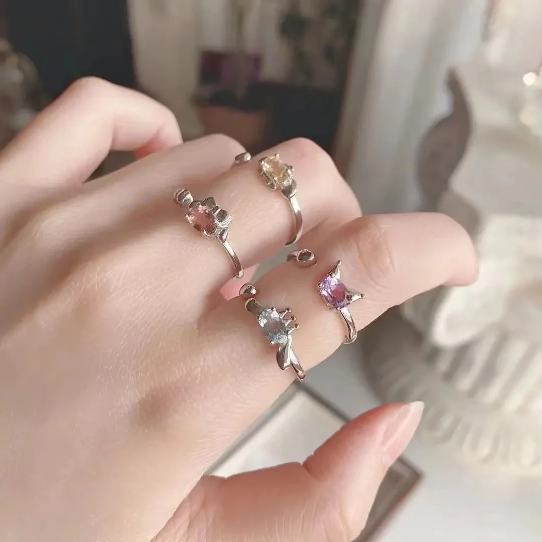 

Cartoon Melodies Ring for Women Purin Kuromis Rings Antique Silver Color Rings Set Girls Carved Finger Jewelry Accessories Gift