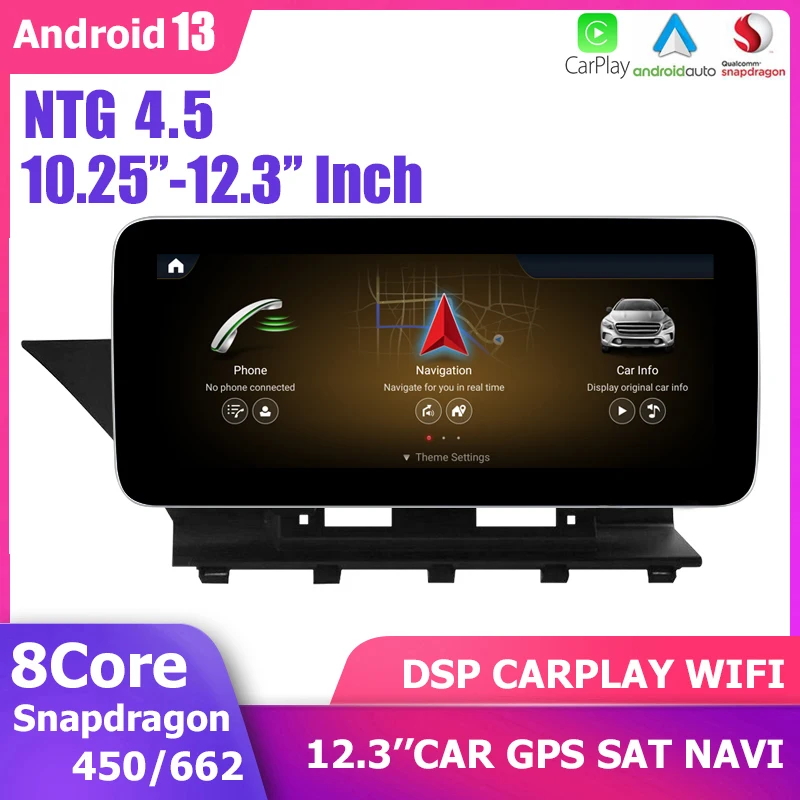 

12.3"/10.25“ Android 13 Carplay GPS Player DSP For Mercedes Benz GLK-Class X204 2013 to 2015 NTG 4.5 Snapdragon BT WIFI 4G