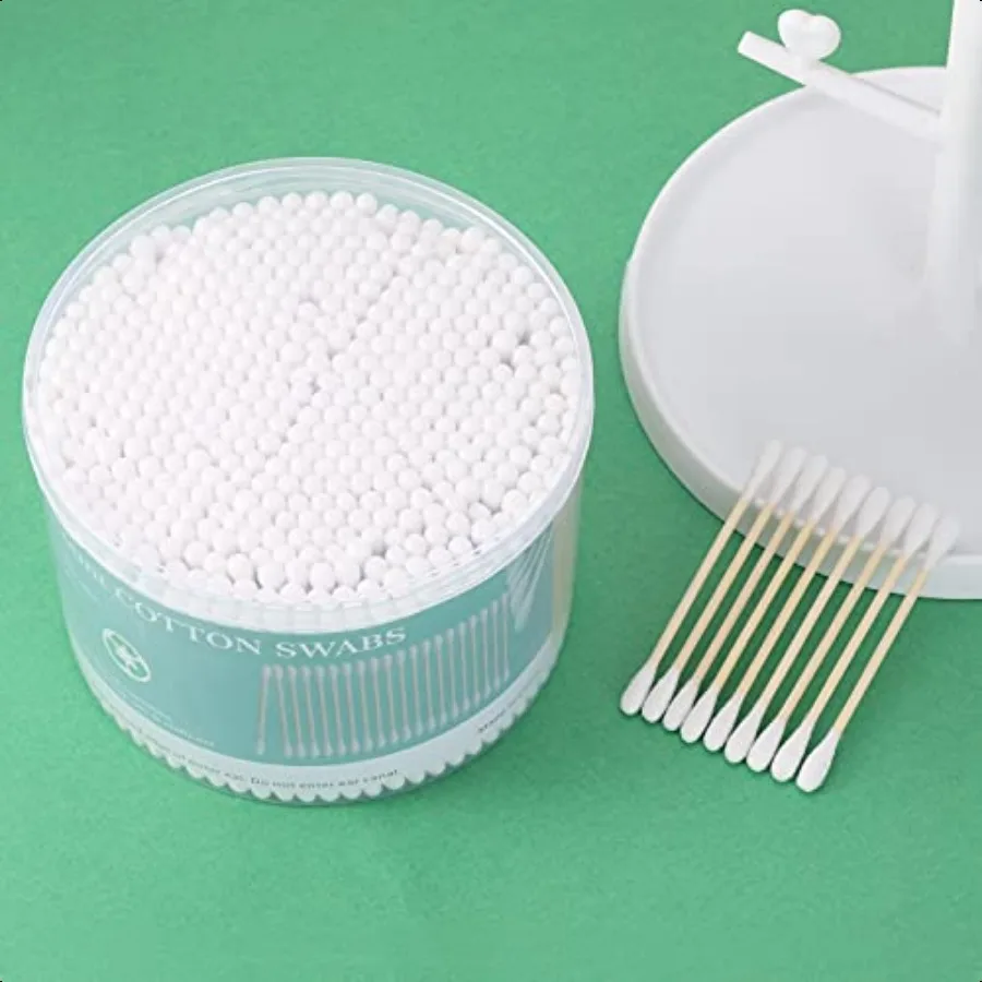 Wattestäbchen mit 2000 Stück, doppelspitze, Ohrenreinigungsknospen mit Bambusstab, 7,6 cm große Applikatoren mit Baumwollspitze für Ohren und Make-up