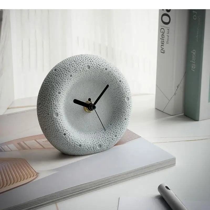 

Modern Creative Silent Sweep Needle Clock Indoor Home Decoration Accessories Sandstone Material Simplicity Clock Ornaments