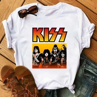Stormtrooper Fans Kiss Rock Band Streetwear White Fashion Women T-Shirts Harajuku Clothes Short Sleeve Summer Female Tops O-Neck