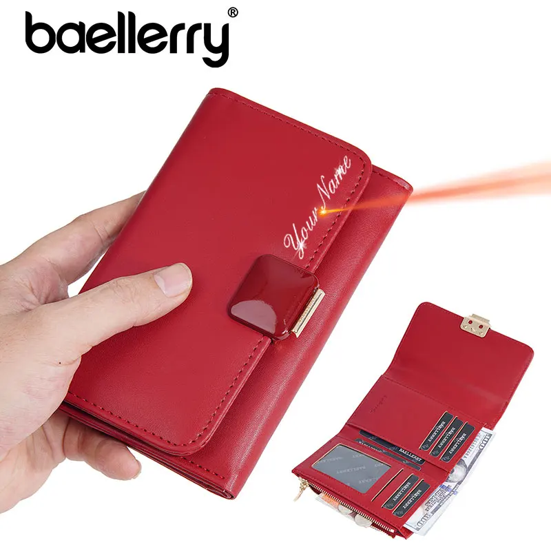 

Baellerry New Women Long Wallets Name Engraving Large Capacity Handbags Zipper Female Purses Credit Card Holder Women's Wallet