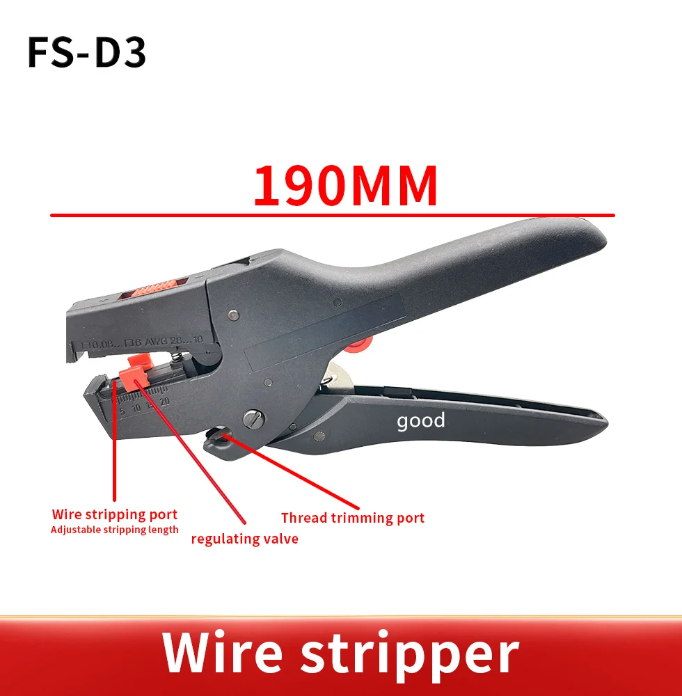 FS-D3 Self-Adjusting insulation Wire Stripper range 0.08-6mm2 With High Quality wire stripping Cutter Range 0.08-2.5mm