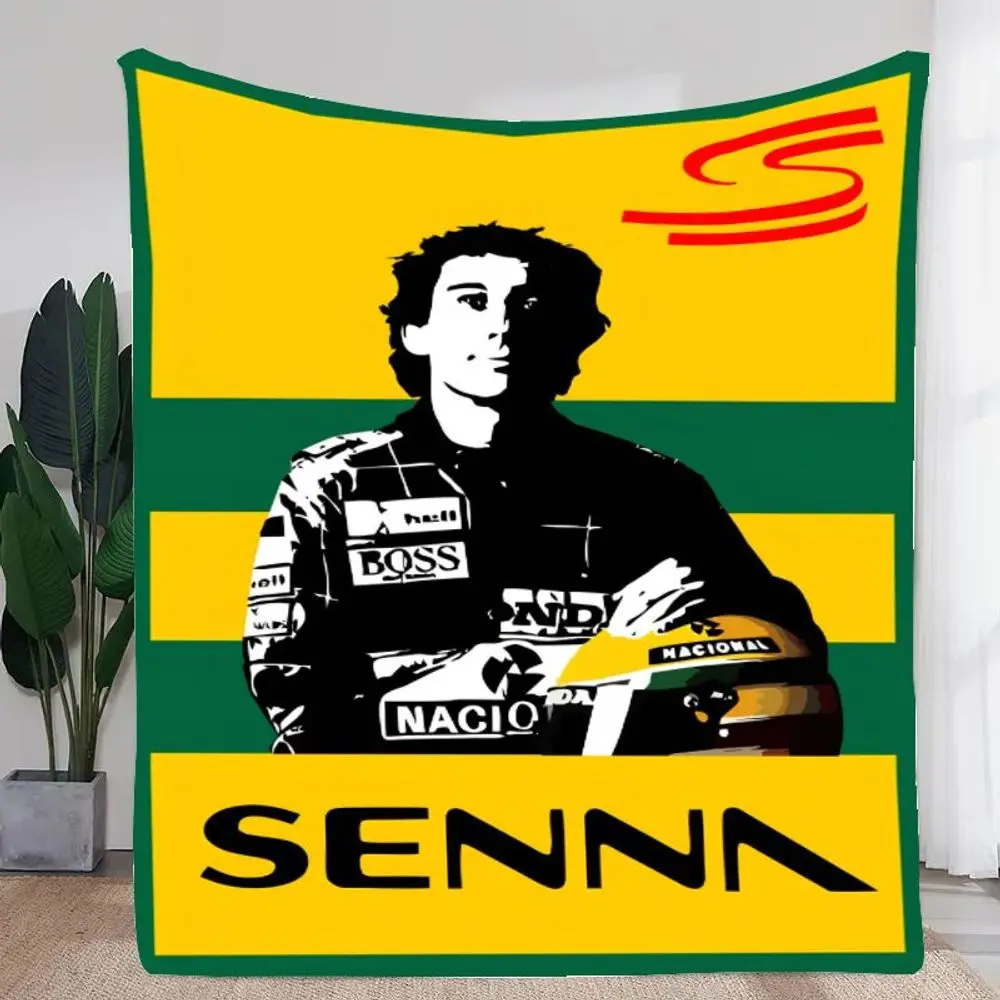 Одеяло-в-стиле-поп-арт-Айртона-Сенны-—-стильное-и-уютное-одеяло-с-культовым-гонщиком-formula-1-смелое-черно-белое-ярко-желтое