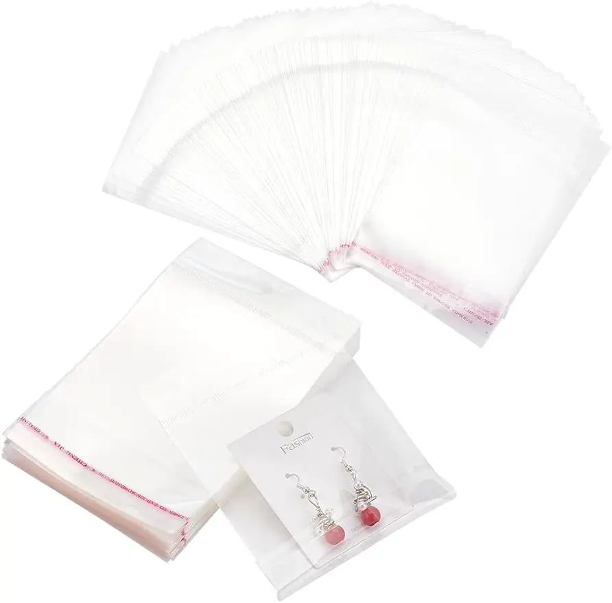 

400Pcs 3.5 x 3.3 Inch Clear Plastic Bags Resealable Adhesive Cello/Cellophane Treat Bags Self Sealing OPP Bags