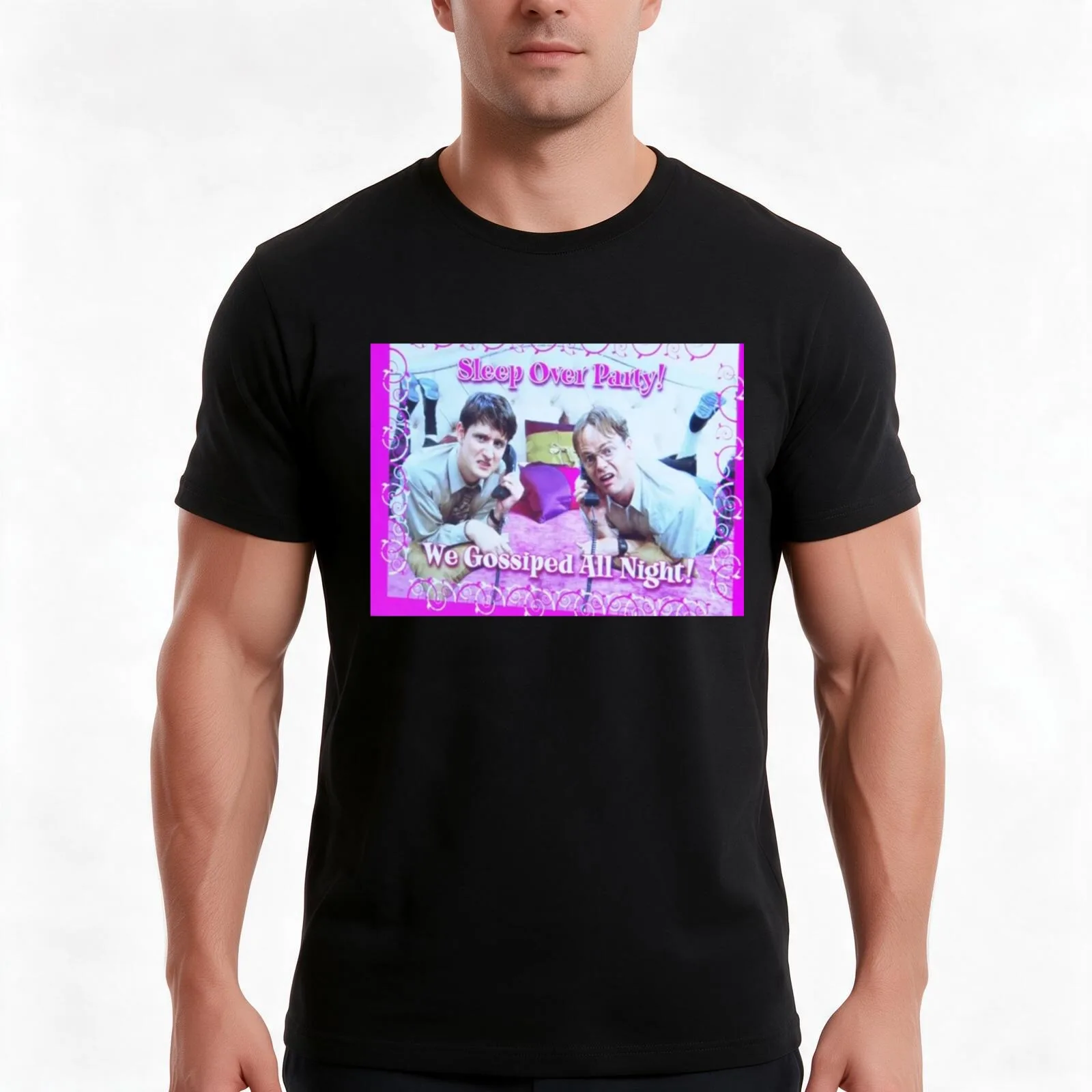 the office dwight schrute and gabe sleepover T-Shirt Summer Casual Cotton Tee Oversized Streetwear Tops Vintage Graphic Print