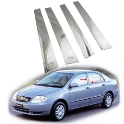 4pc New Car ABS Chrome Accessories Plated 2001 2002 2003 2004 2005 2007 For Toyota Corolla Door Pillar Cover Trim Paste Style