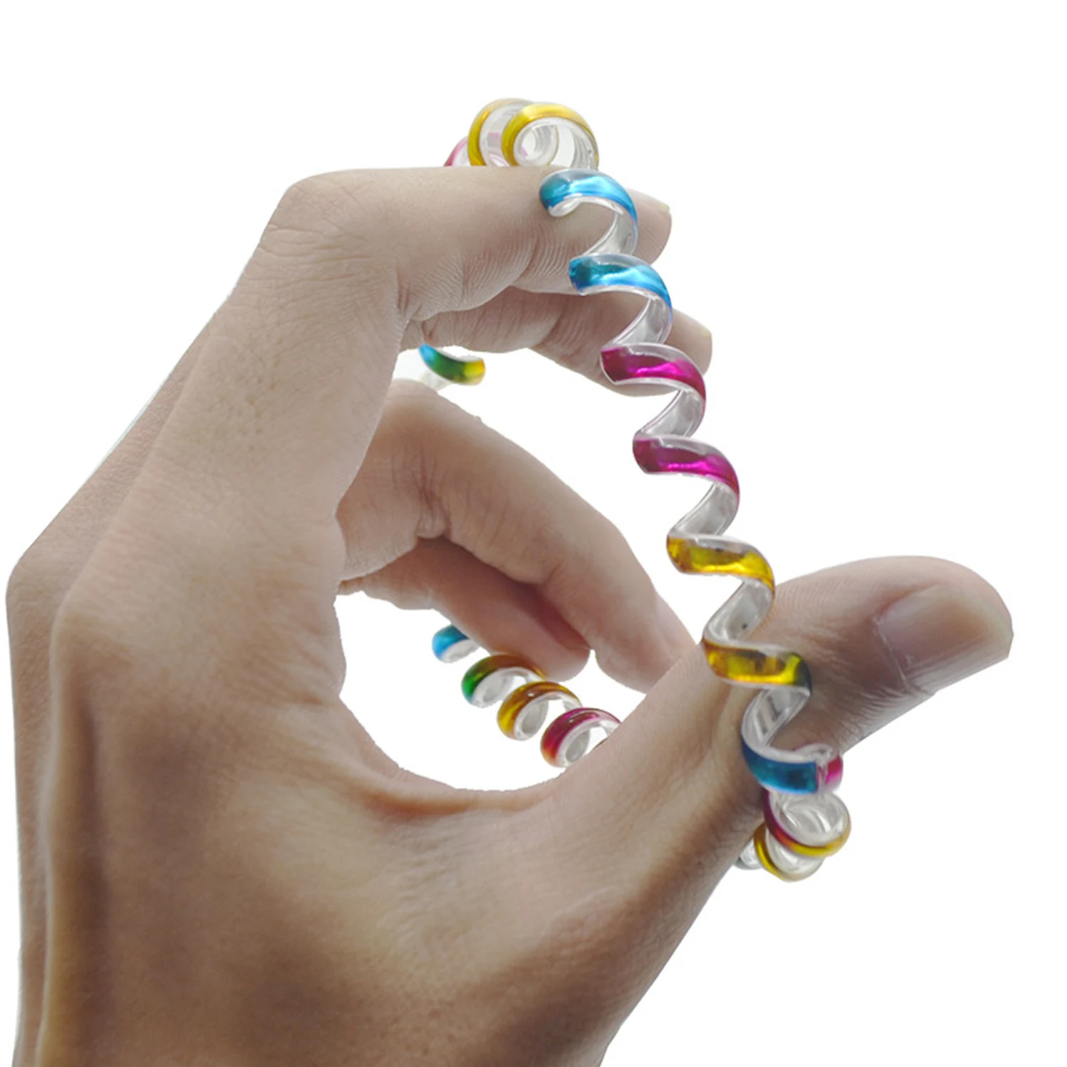 Elastic Hair Bands Multicolor Elastic Rubber Bands Telephone Wire Line Cord Rubber Band Colorful Spiral Hair Ties