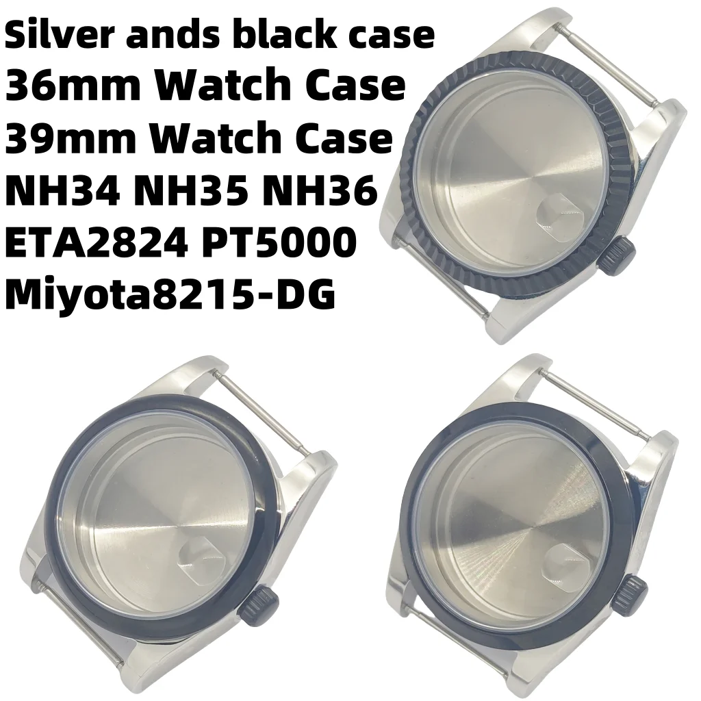 RICHUS 36/39mm caja de cristal de zafiro 100m resistente al agua ajuste NH34 NH35 NH36 ETA2824 PT5000 Miyota8215-DG accesorios de reloj de movimiento