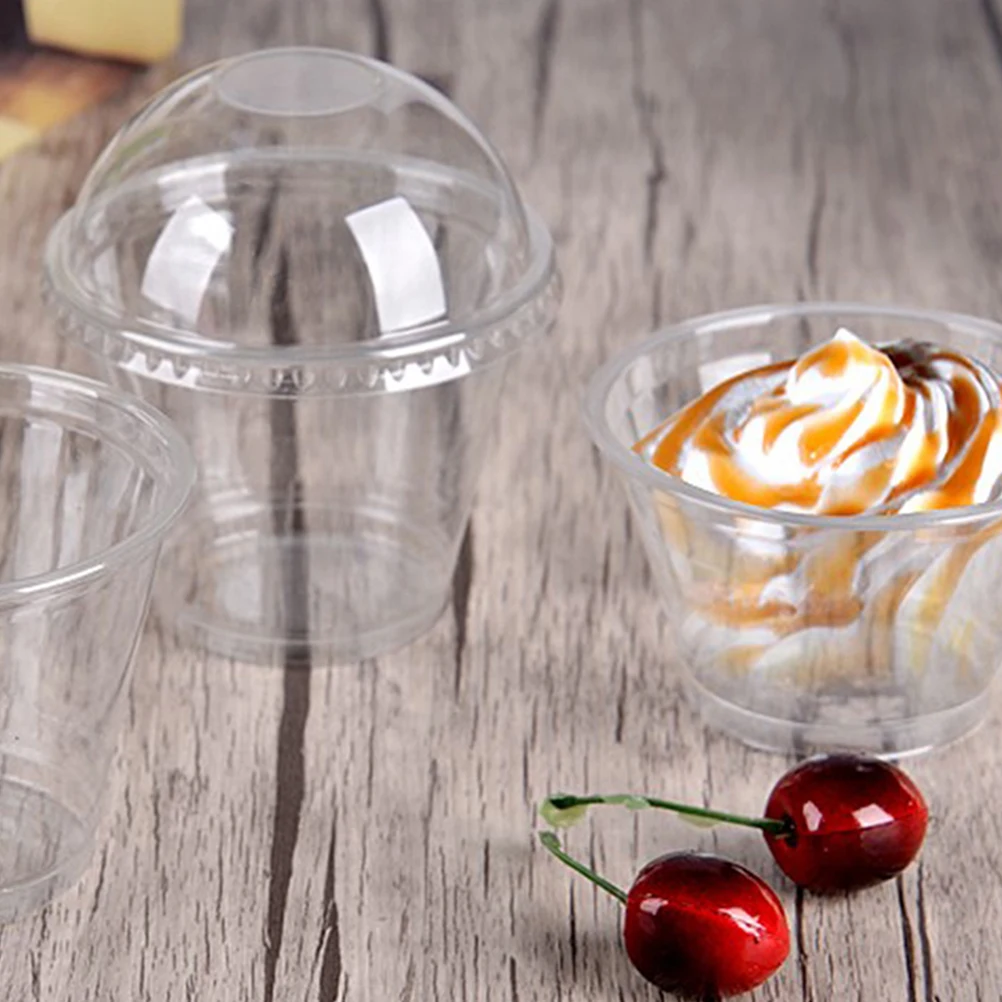 

100 Pcs Dessert Cups Plastic Transparent Thickened Material Easy Clean Multipurpose Disposable Food Display Storage Packaging