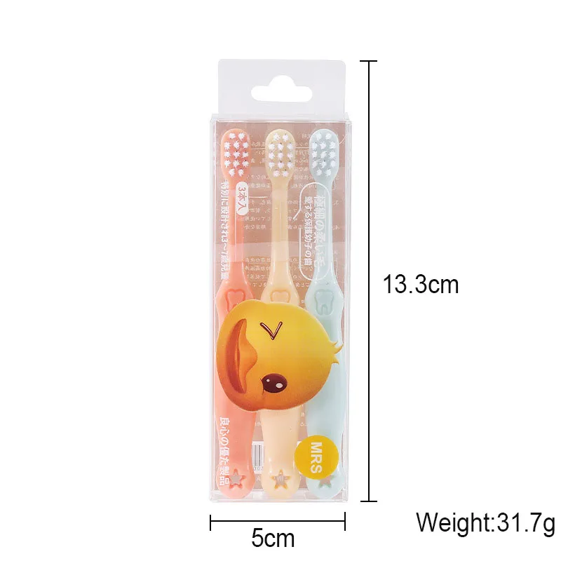 3 PC Children Soft Brush Toothbrush Cartoon Cute Little Duck Toothbrush Manual Non-disposable Kids Baby Toothbrush 3-5 Years Old