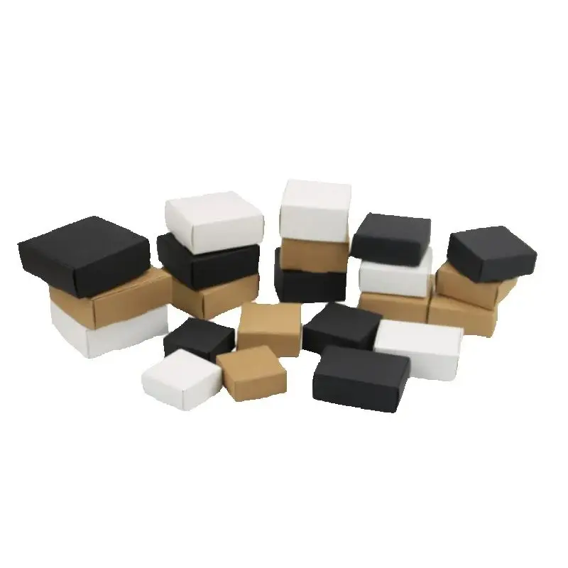 100PCS Blank Kraft Paper Handmade Foldable Box DIY Cardboard Jewelry Cosmetic Wedding Party Favor Birthday Gift Packaging Boxes