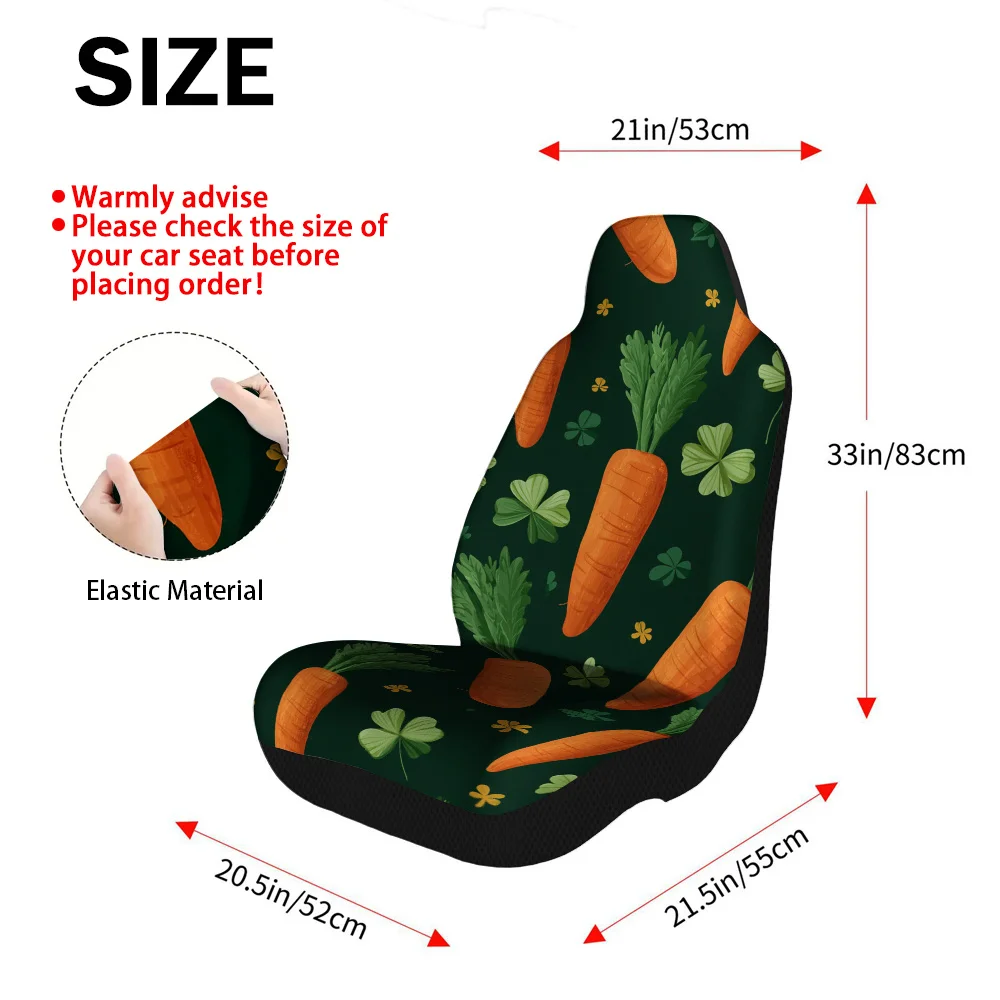 2pcs, Trendy Carrot Clover Delight Print Front Seat Covers, Enhances Car Interior With Front Seat Makeover, Simple To Use For Ev