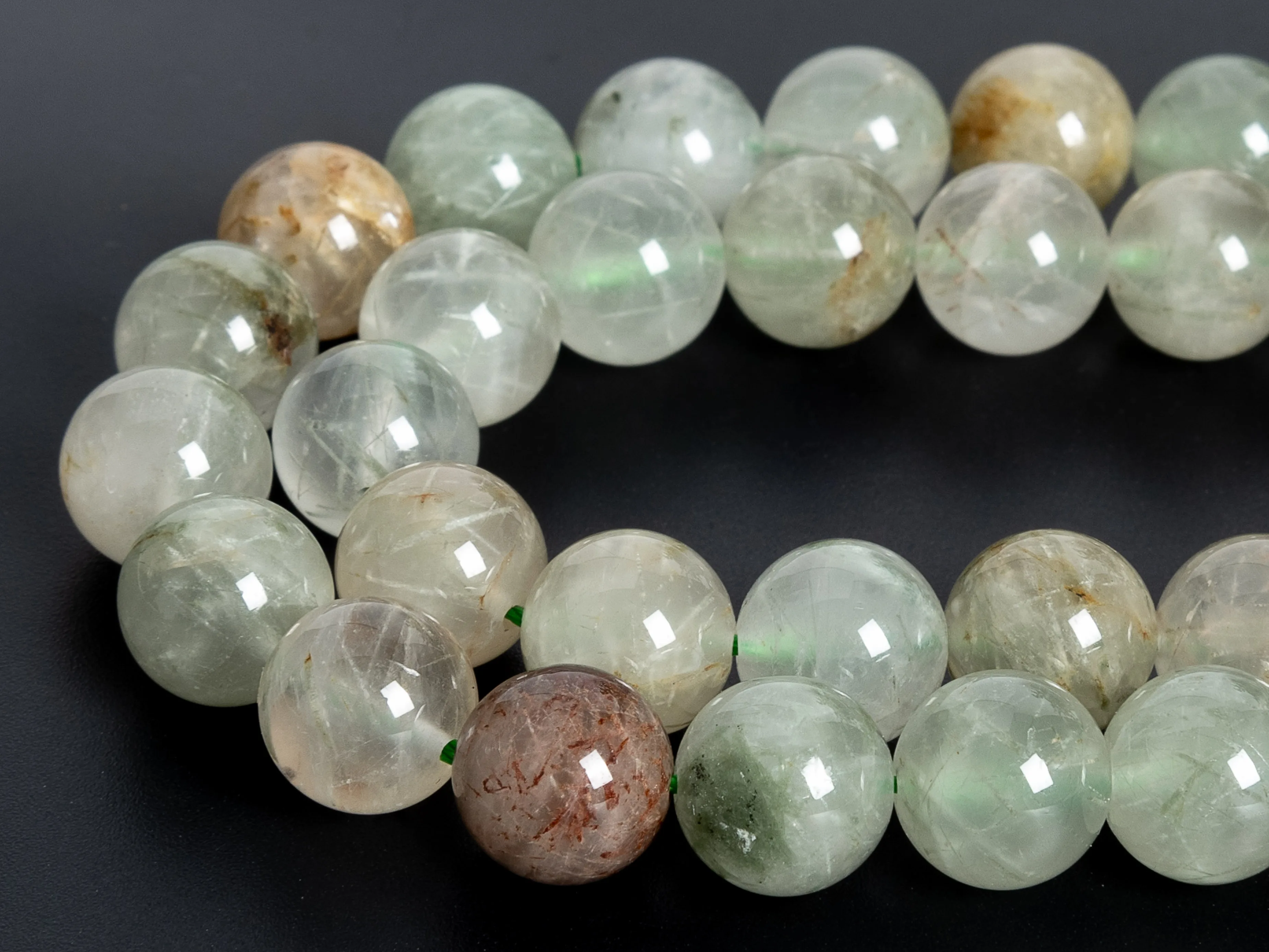 Genuine Natural Light Yellow Green Hair Crystal Beads Grade AAA 6/8/10 MM Full Strand Round Loose Beads 15\