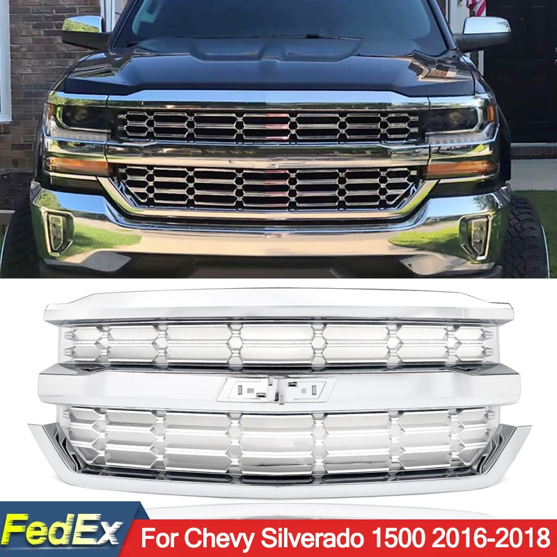 

Хромированная решетка для переднего верхнего бампера 2016-2018 Chevrolet Silverado 1500