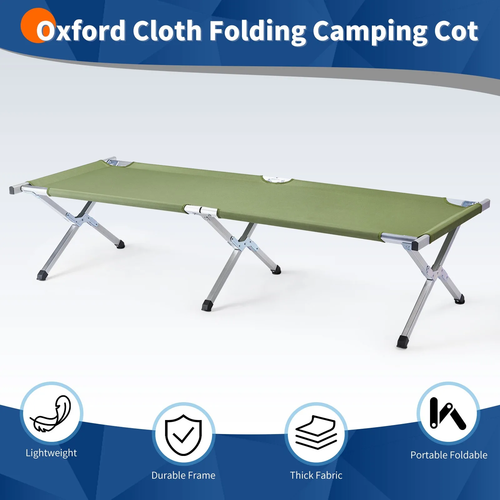 

Folding Camping Cot with Carrying Bag Aluminium Hiking Army Green Outdoor