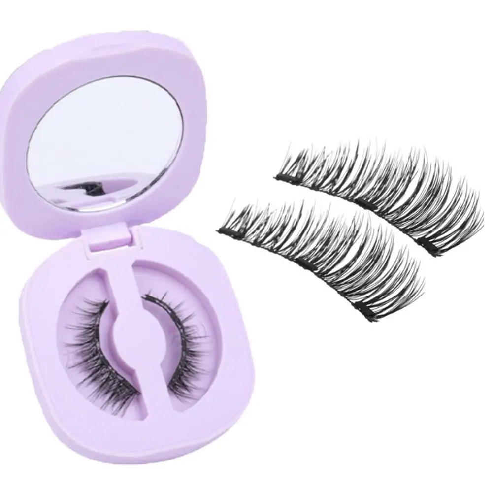 1 Pair Magnetic Eyelashes Reusable No Glue Needed False Eyelashes with Magnetic Tweezers Curly Faux Lashes Makeup