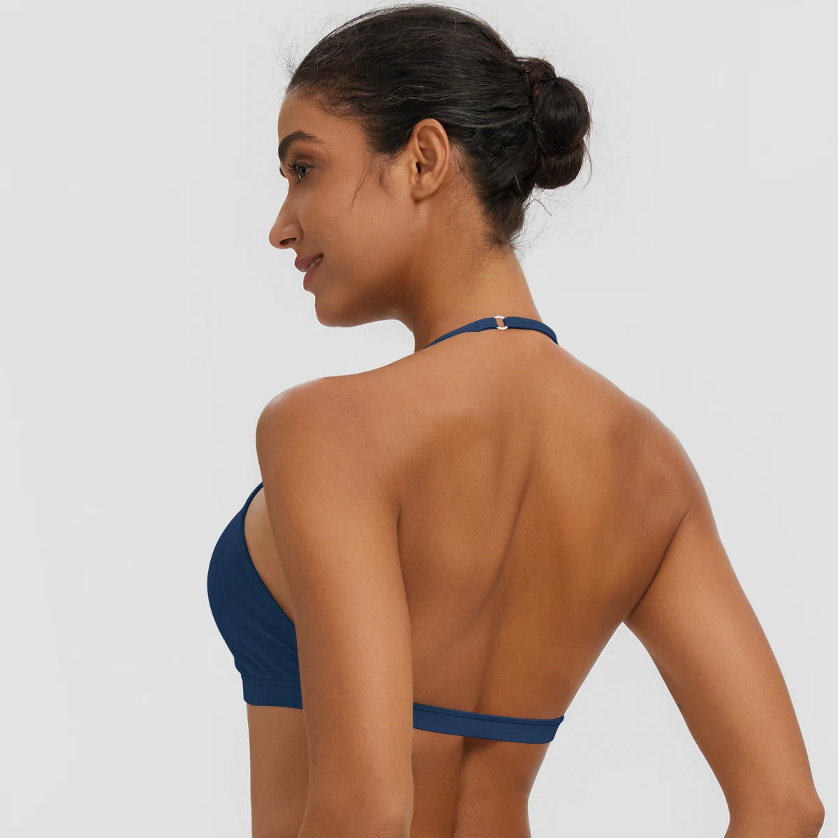 Damen-Sommer-Tanktops, einfarbig, mit Raffung, Yoga-BH, sexy, schöner Rücken, dünne Schulterträger, Sport-BH, Fitness-BH, Lauf-BH – Detail 6