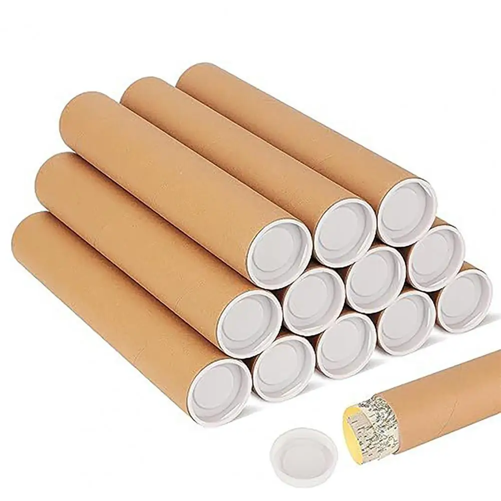 Tubos de papel Kraft extra pesados, tubos de papelão, ideais para envio de obras e plantas, 2 pcs