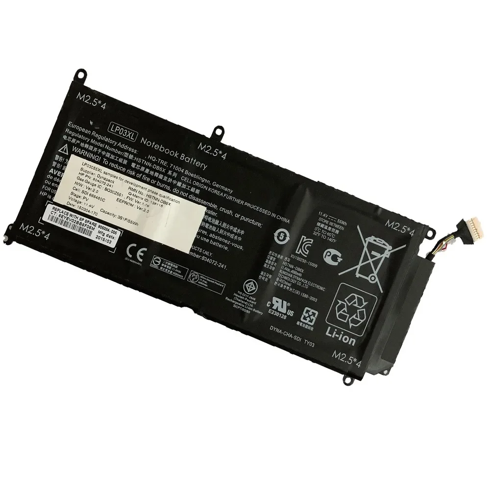 11.4V 55wh/4680mah LP03XL new original Laptop Battery For HP Envy 15 15-ae020TX TPN-C124 TPN-C122 807417-005 HSTNN-DB7C DB6C