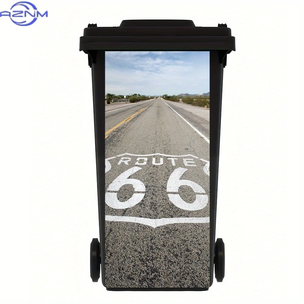 1pc of a Route 66 Road Sign PVC Sticker - a Waterproof And Removable Decal Suitable for Trash Bins, Wall Decoration, And Home