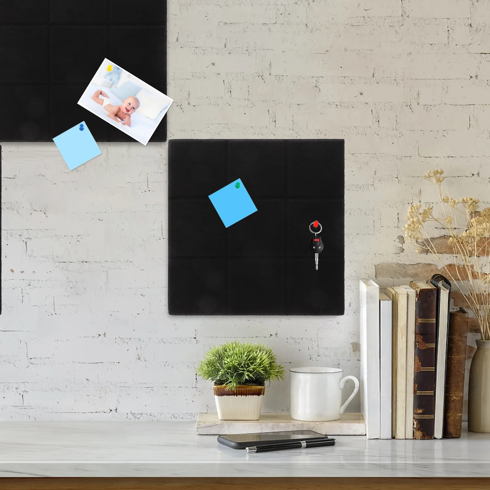 6 قطعة ورأى لوحة الإعلانات البلاط ذاتية اللصق دبوس لوحات المنزل مكتب جدار مذكرة عرض لوحات عرض الصور للجدار #1