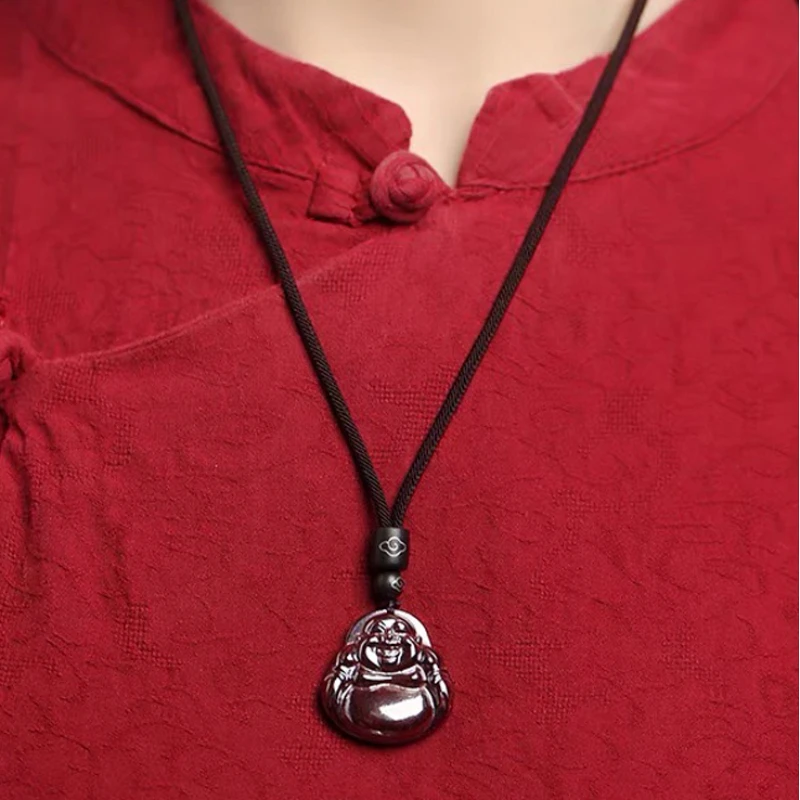 UMQ-Collier pendentif en cinabre naturel pour homme et femme, pierre brute Xiangxi, haute teneur, année de naissance, Maitreya Avalokitesvara