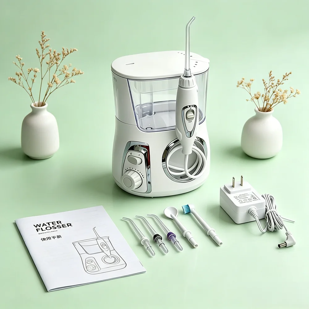 Luxury Countertop Electric Water Flosser Oral Irrigator Dental Spa 5 Jet Tips 10 Modes 800ML Tank Fight Bad Breath & Tooth Decay