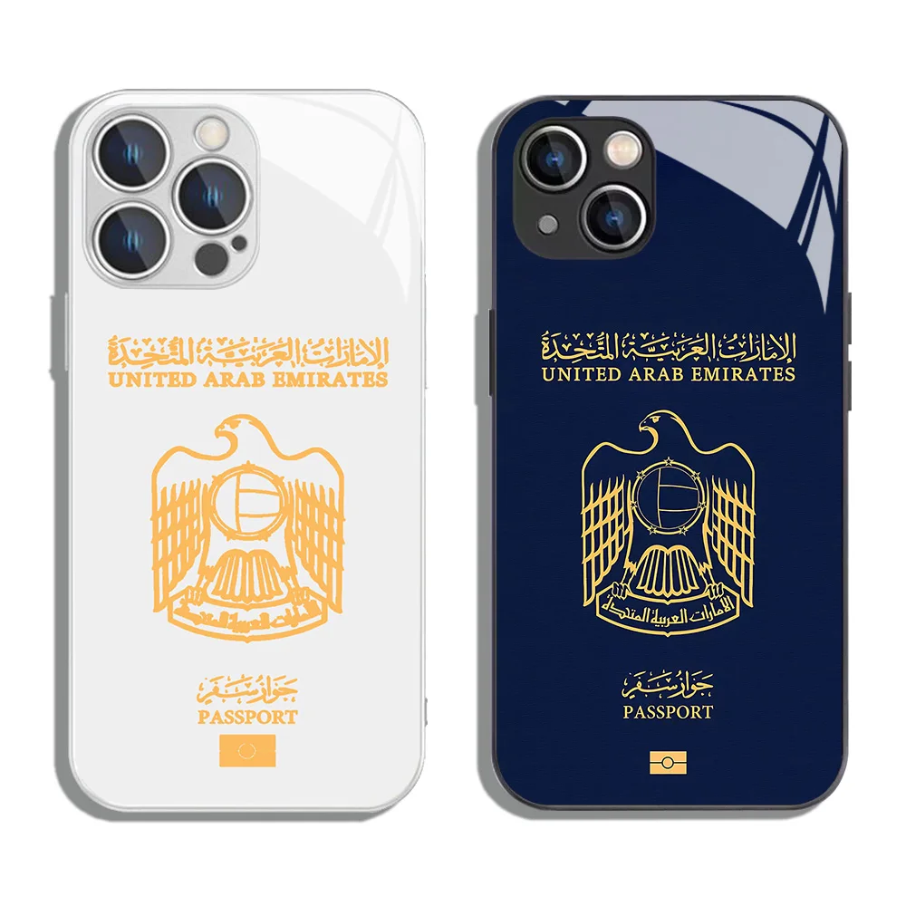 Coque de téléphone à documents métalliques pour iPhone, étui pour passeport des Émirats arabes unis, X, Poly XS, 16, 15, 14, 13, 12, Mini, 11 Pro Max, 7, 8, SE20 Plus
