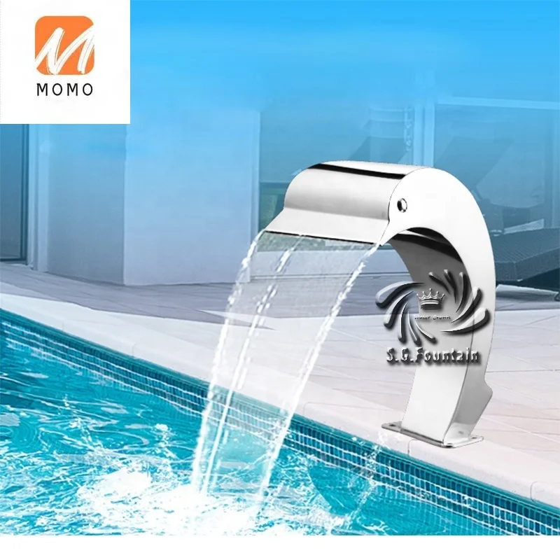 High Quality 304 Stainless Steel Dolphin Indoor Waterfall Wall Swimming Pool Water Fountain Cascade Waterfall