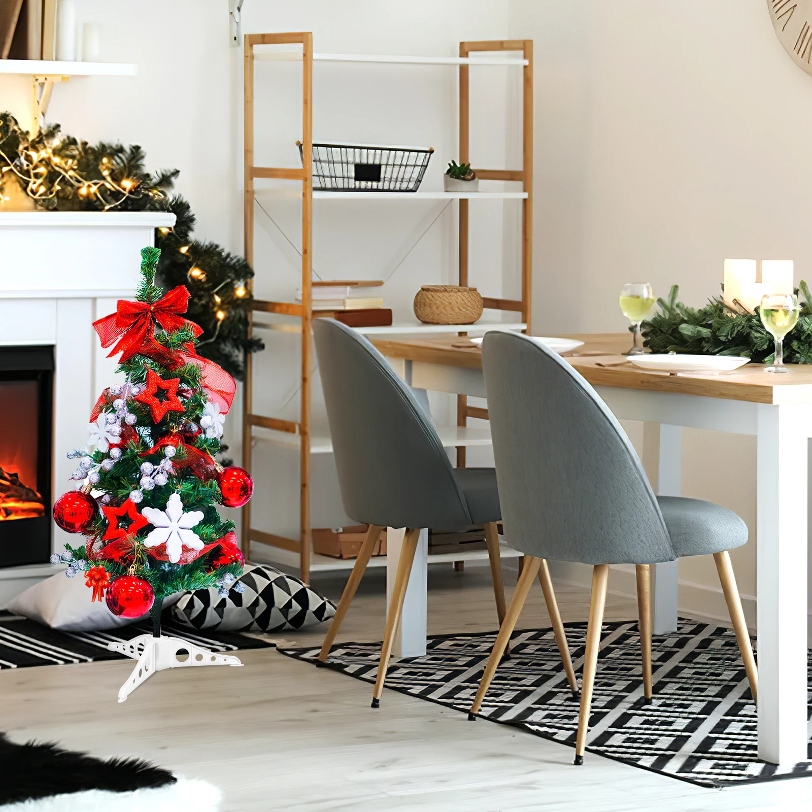 

Christmas Tree Stand White Plastic -Foot Base Sturdy Stable Holder DIY Craft Detachable Xmas Tree Support Rack Supplies