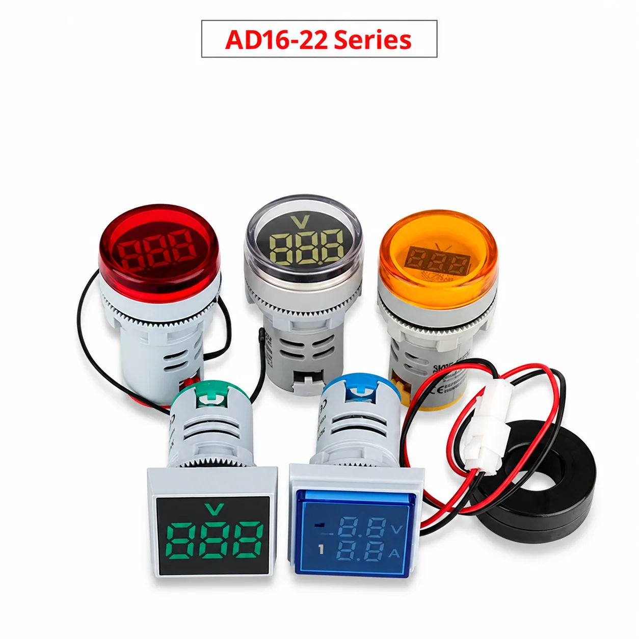 LED digital voltmeter DC AC current indicator 220V dual display power supply signal light frequency Hertz meter