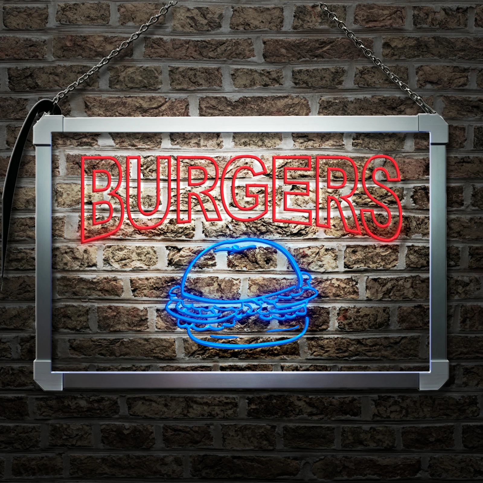 Burgers Cafe-LED Neon Sign with Independent Dual Color Control,Wall Decor Light for Party Wedding Shop