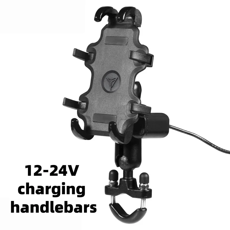 For Sundiro Honda Square X125 motorcycle phone holder with handlebar extension bar and round hook.