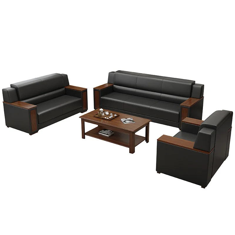 

Modern Luxury Design Office Sofa Furniture Office Leather Sofa 1+2+3 Seats Sofas Living Room Furniture with Coffee Table