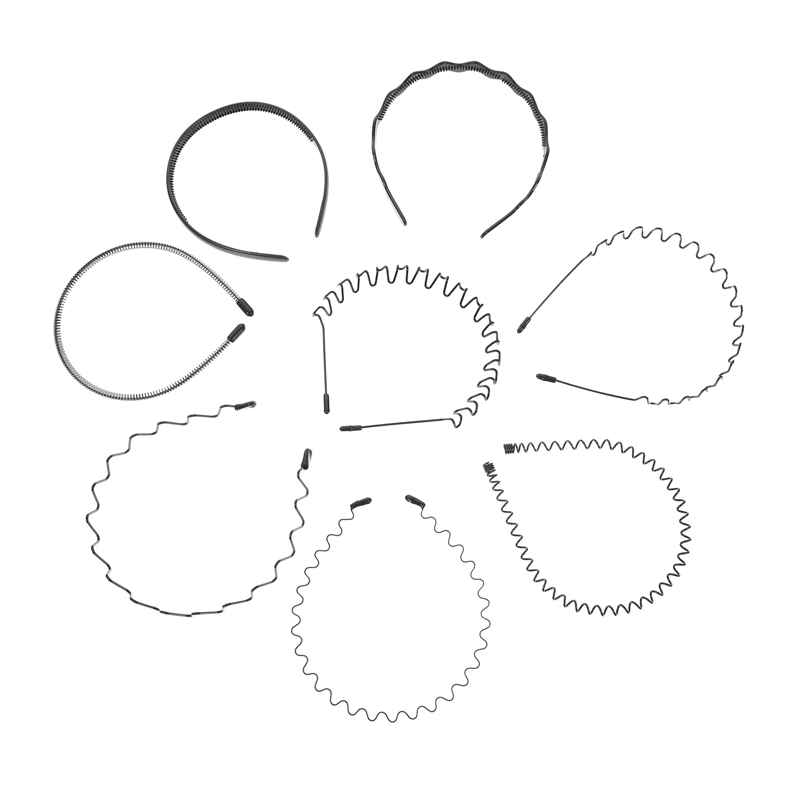 8 Pcs Men's Headband Hair Bands Wave Headbands for Wavy Male Metal Hairbands Man