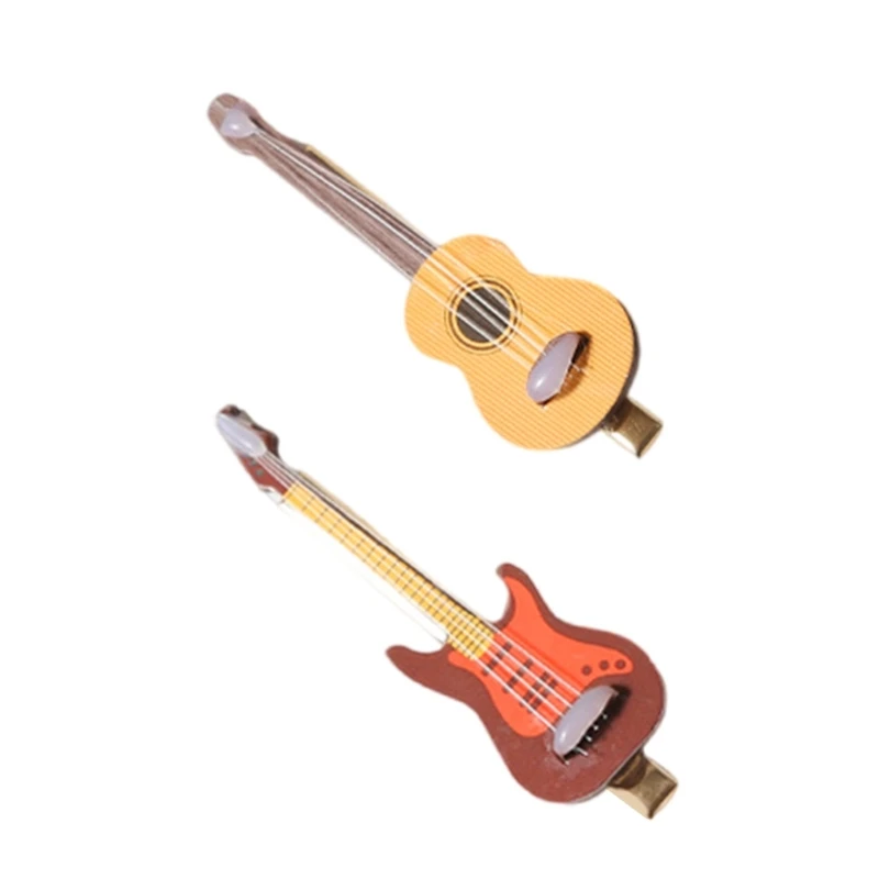 Novelty Flat Clip Guitar Creative Hairpin 2000s Stylish Bunches Ornament Elegant Music Instrument Ornament