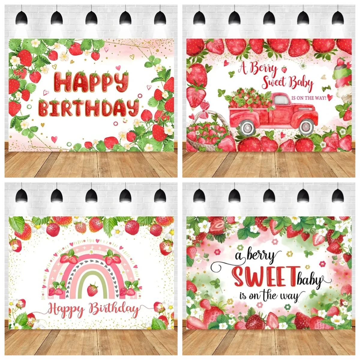

Sweet Strawberry Theme Photo Backdrop 1st Kids Birthday Party Decorate Watermelon Fruit Newborn Baby Shower Photo Background