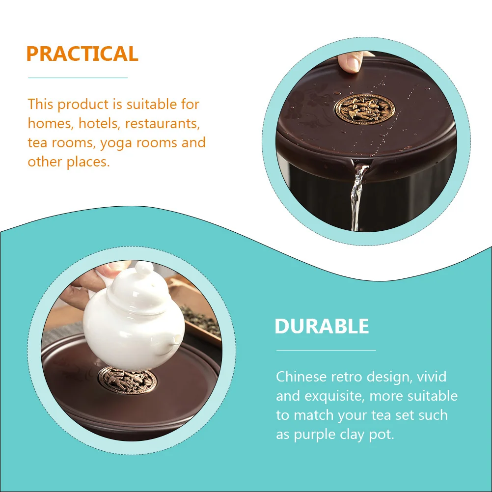 

1Pcs Electric Wood Tea Tray Chinese Style Vintage Teacup Storage Plate Hollow Design Perfect for Home Office Tea Serving