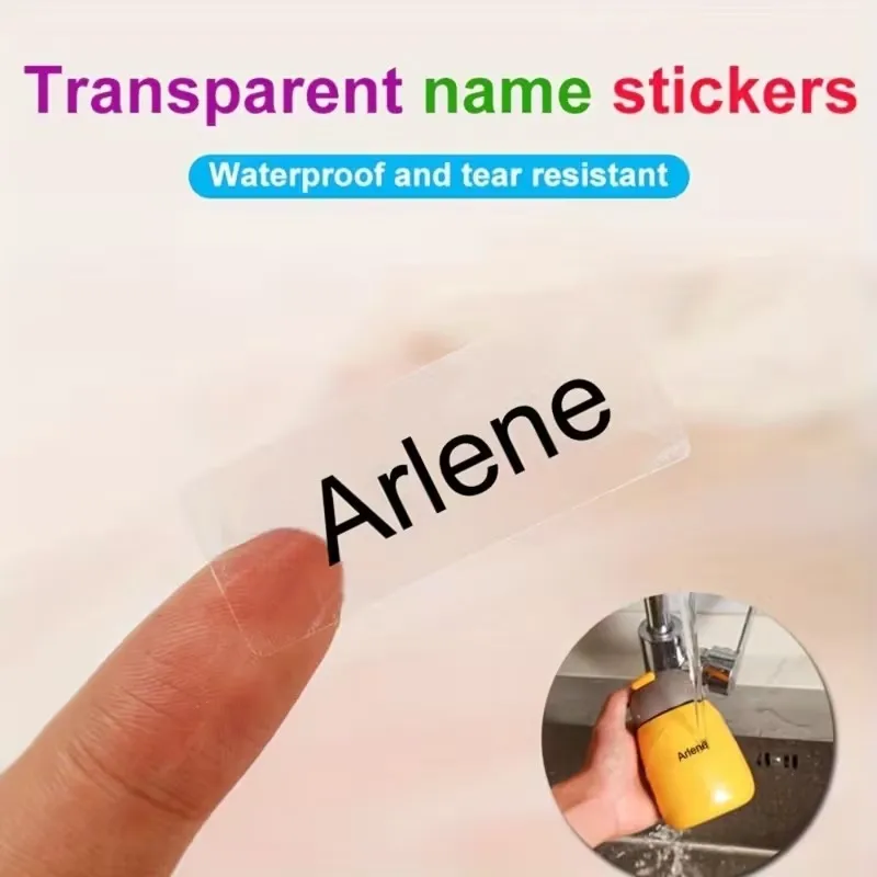 Personalized Name Stickers Transparent Labels for School Office Daycare Pencil Bottle Organization Self-adhesive Decals