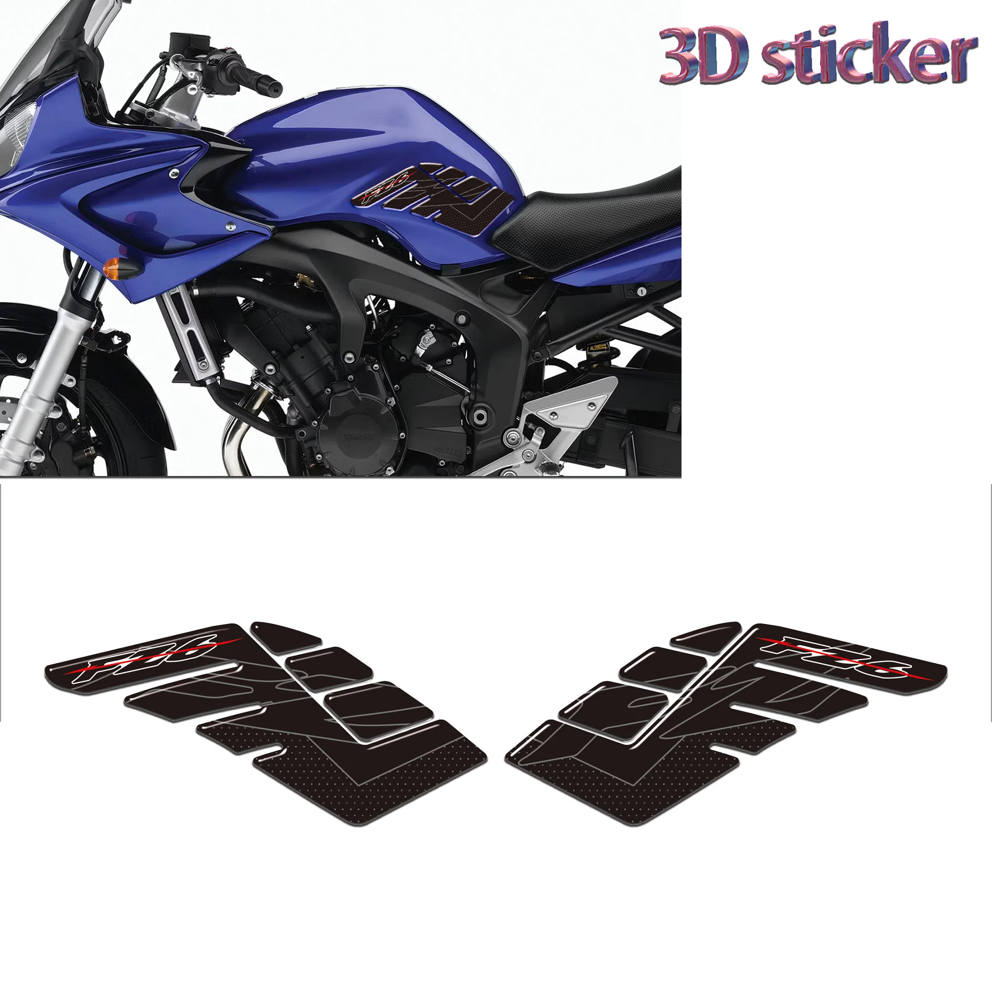 3D Resin Gel Tank Pad motorcycle Stickers Protection and Decoration Tank Compatible with FZ6 fz6 F Z6
