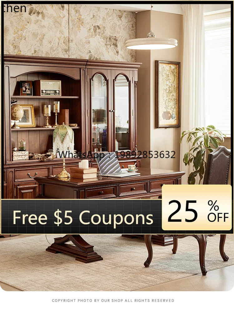 solid wood desk premium workbench retro writing desk study furniture