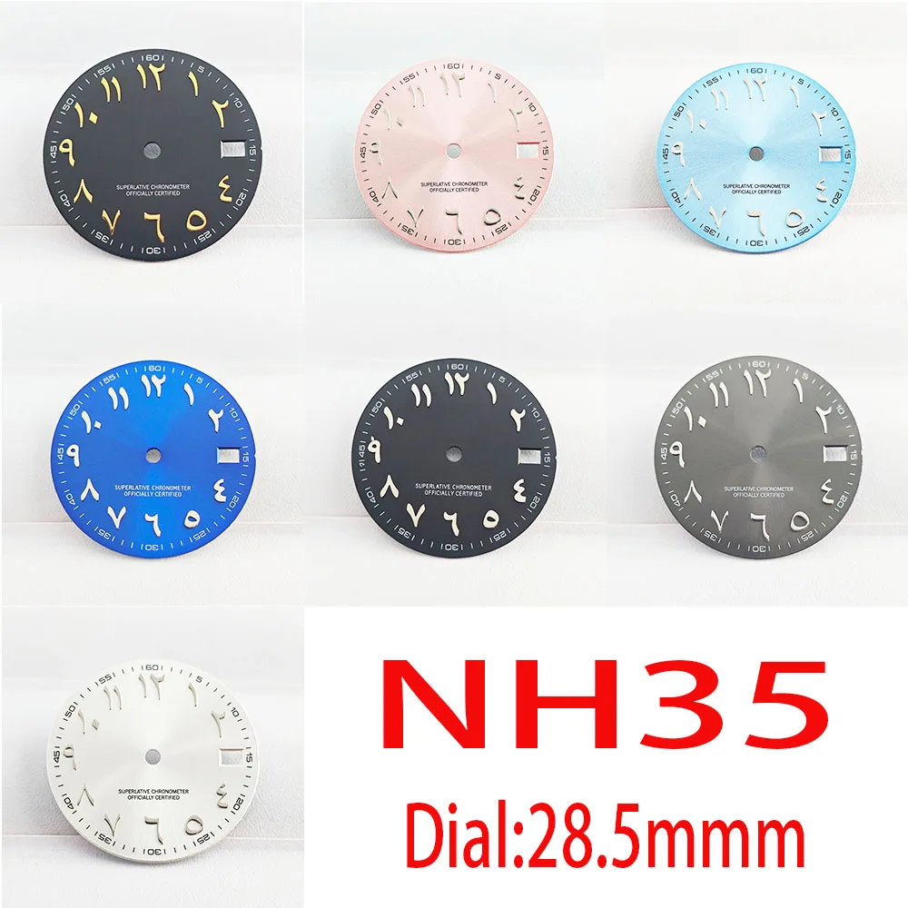 Watch 28.5mm dial NH35 Arabic digital dial for NH35 NH36 Automatic mechanical movement 36mm 39mm case Other watch accessories