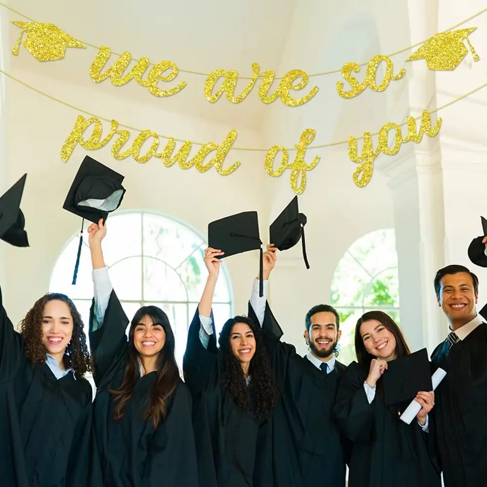 

Gold Shining Graduation Party Banner Glitter Decor Celebrate Graduation Hanging Banner Decorative Garland Glittery Gold Garland