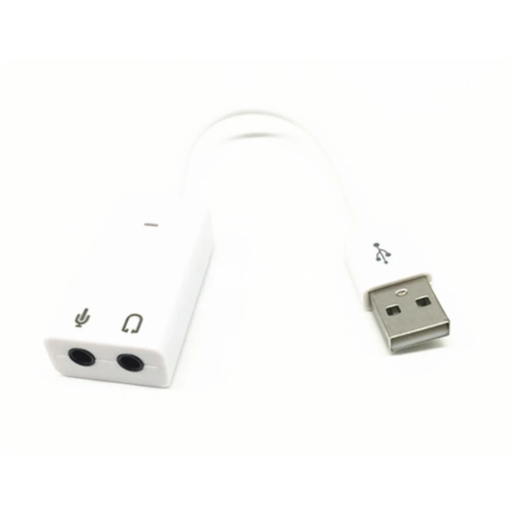 

Звуковая карта USB 2.0 Виртуальный 7.1-канальный адаптер для ноутбука Белый с кабельной линией Светодиодный индикатор без драйвера 3D-эффект