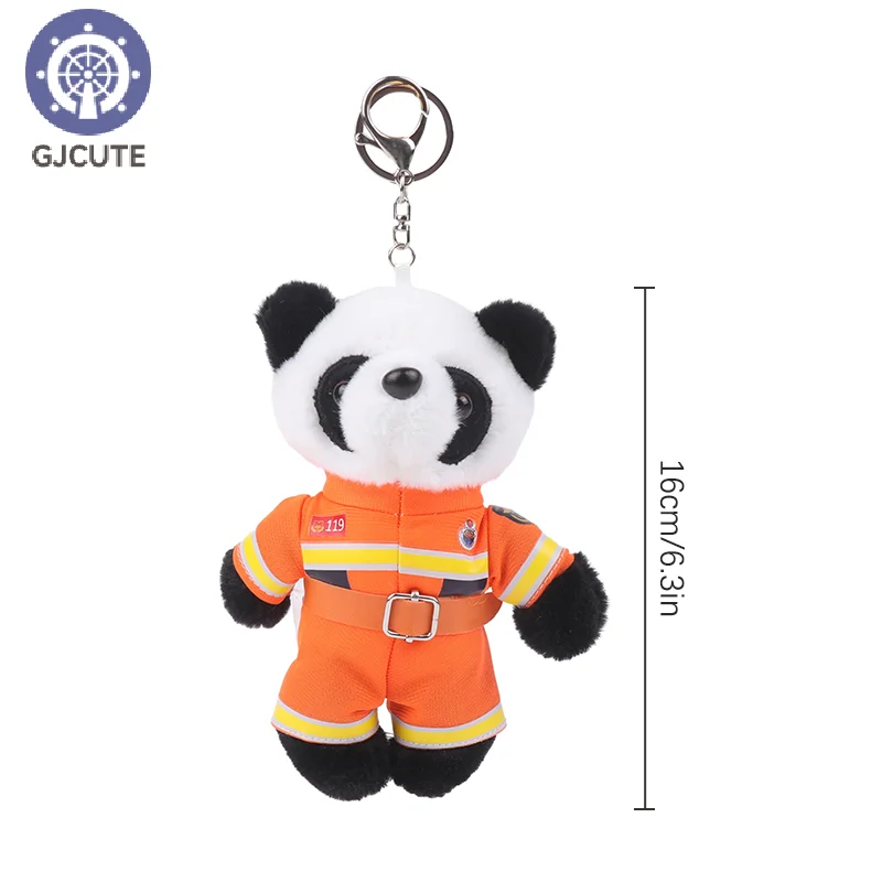 Traffic Police Small Bear Panda Plush Toys Keychain Police Firemen Animals Keyring Pendant Car Backpack Charms Bag Decor Gifts